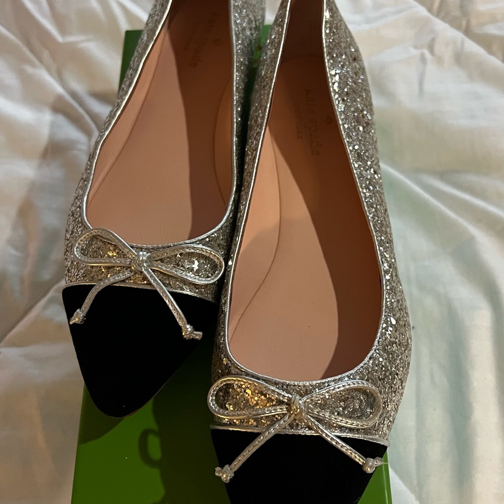 Kate Spade silver glitter flats - Picture 2 of 6